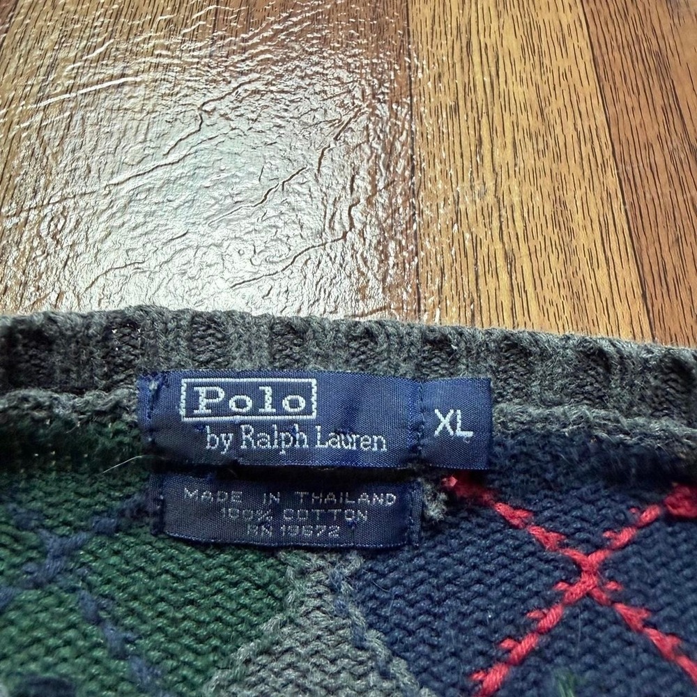 Polo Ralph Lauren Women's Vtg 90's Diamond Knit Sweater Fits Large - Picture 3 of 5